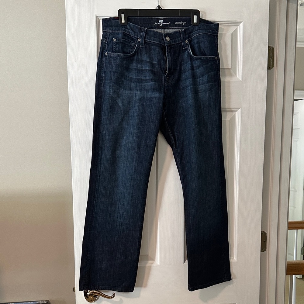 7 For All Mankind Men's Dark Indigo Jeans Austyn 32